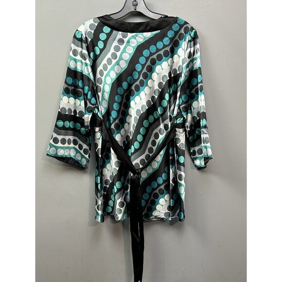 Y2K Babydoll AGB Top Womens XL Polka Dot V Neck Coquette Vintage Shiny Tie - Picture 2 of 8